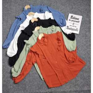 Emily Blouse Polo Linen Ruffle Lengan Busui