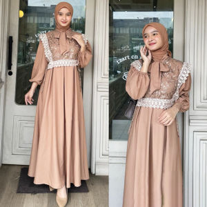 Gamis Syakila Bordir Elegan Lengan Panjang Warna-Warni - Gaun Muslimah Kekinian