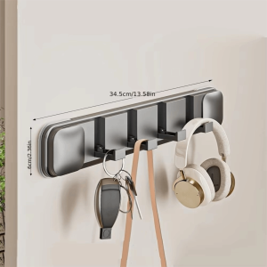 LUMINOU Suction Cup Bathroom Towel Hook Multi-Hook Wall Mount Door Hook Coat Rack Portable Multi-Functional Kitchen Organizer Entryway Key Bag Hanger