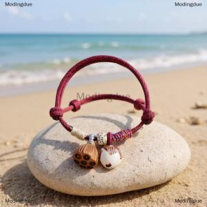 [COD] Modingdue Vintage Bodhi Wood Lotus Flower Charm Woven Braided Bracelets For Women Men Handmade Rope Chain Bangles