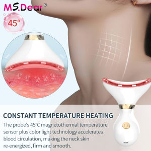 Facial Neck Massager 3 Colors Led Photon Therapy Heating Face Neckline Wrinkle Removal Reduce Double Chin Skin Lifting