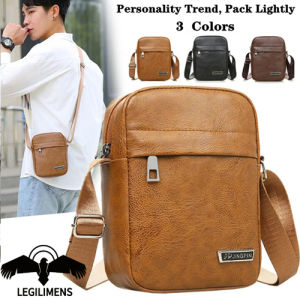 LEGILIMENS Mens Business Shoulder Messenger Bag Casual PU Leather Bag Small Mobile Phone Bag 2022 New Trend Styles