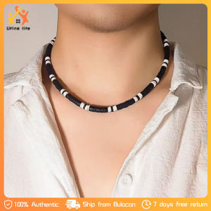 Wood Beads Short Choker Necklace for Men Necklace for Men Punk Polymer Clay Short Choker
