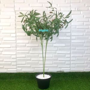 Pohon Artificial Daun Zaitun X2 Tangkai Pot Dasar Hitam Plastik Tanaman Hias Dekorasi Pajangan Ruangan Rumah Home Decor Kantor Aesthetic