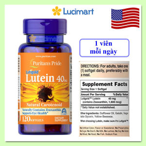 Lutein eye supplements 6mg / 20mg / 40mg with Zeaxanthin Puritans Pride 120 soft capsules [American product]