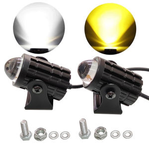2pcs Super Bright 24W LED Two-Color White Amber Spotlight + 2pcs ON-ON-OFF Switch Waterproof auxiliary Motorcycle Headlight Fog Light Universal For Car Truck ATV Offroad SUV Driving Work Spot Lamp