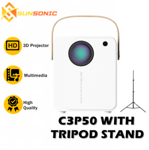 C3P50 LED Multimedia Portable Video Projector with Tripod Stand 210cm Suitable For Home School and Office