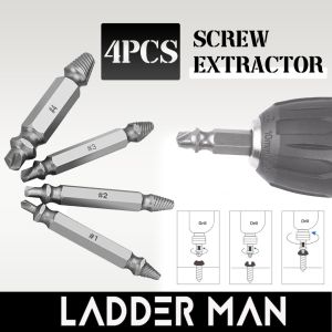 4PC SET EASY OUT DAMAGED SCREW EXTRACTOR DRILL BIT TOOL BROKEN DAMAGED BOLT