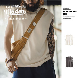 MADEN brand work style 2024 summer new American style cottonseed shell heavyweight knitted wide shoulder vest sports pure cotton sleeveless camisole T-shirt