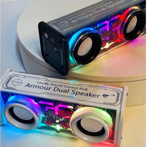 XIAOMI New Bluetooth Speaker Transparent Mecha Dazzle Colourful Lights V8 Dual Bar Small Steel Cannon Bass Diaphragm Speaker Bluetooth
