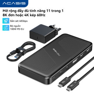 Trạm kết nối Acasis Thunderbolt 4 40Gbps 11 trong 1 | 8K60Hz DP & Dual 4K@60Hz | 100W PD cho M1/M2 Mac & Windows | 2x40Gbps USB-C + Hub USB 6 cổng (USB4/3.0/2.0)
