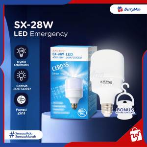 Lampu Bohlam Emergency LED SX-28W Sentuh Nyala Cahaya Putih Baterai Rechargeable