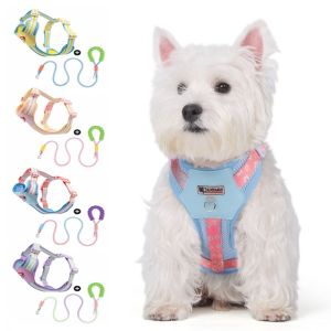 VSDGF Adjustable Dog Harness and Leash Set with Traction Rope Padded Dog Collars Leash Set Vest Style Reflective Strap Cat Jacket Harness Cat Walking