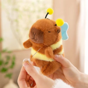 BERMA BABY Cute Cartoon Capybara Pendant Capibara Keychain Plush Bee Doll Bag Hanging Ornaments for Girls Gift