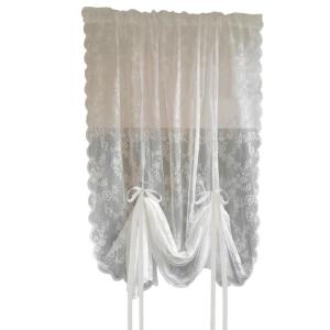 Transparents Lace Curtains with Florals Embroidery and Rod Pocket Pulling Curtain for Home Decoration 150cm