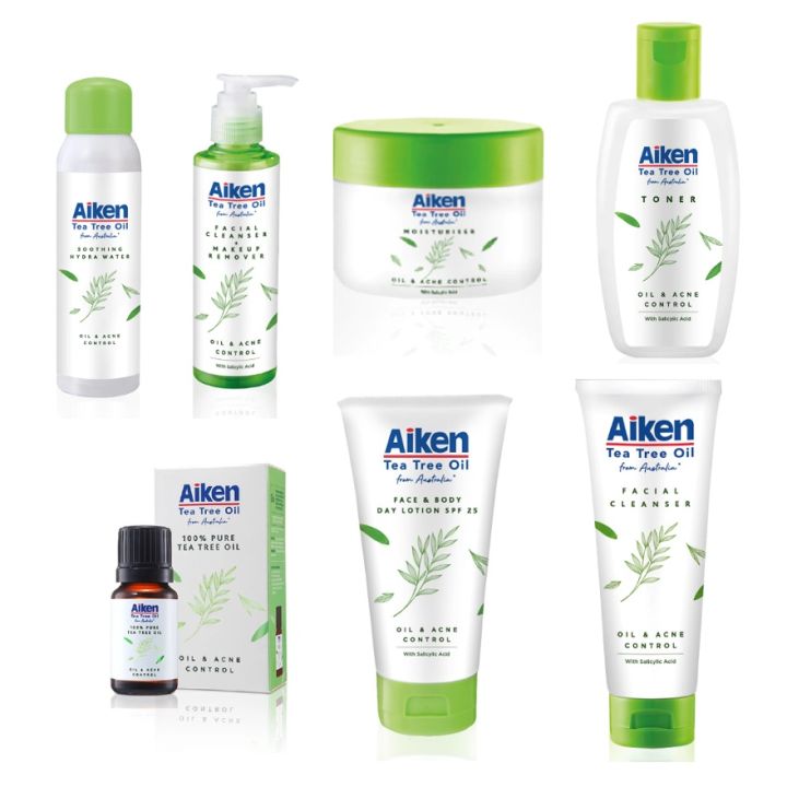 AIKEN Tea Tree Oil Facial Toner 100ml Pimple Cream 20g Moisturizer 75ml