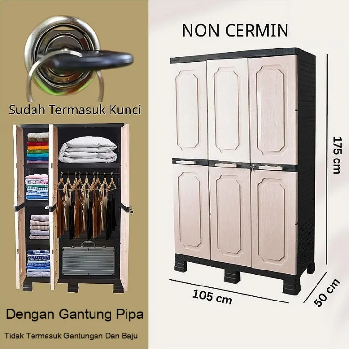 MIZCA%20BIORGA%20Lemari%20Pakaian%20Susun%20Plastik%20Dengan%20Gantung%20Kunci%20Cermin%20Ukuran%20JUMBO%20105%20x%2050%20x%20175%20cm%203%20Pintu%20-%20Image%207