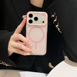 New Magnetic Matte For Magsafe Phone Case For iPhone 17 16 15 14 13 Pro Max Plus 17Air Raised Macaron Lens Frame Shockpoof Cover