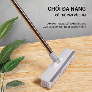 🔥HOT🔥Chổi chà sàn thông minh 2 mặt cán inox dài không cần khom cúi chà cực sạch Cây chà sàn nhà tắm nhà vệ sinh cán dài có lông chổi kép cả cứng và mềm giúp bạn dễ dàng loại bỏ những vết bẩn cứng đầu nhất