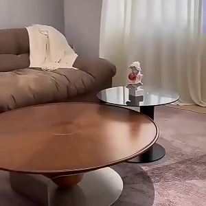 Italian Solid Wood High-Grade Light Luxury Minimalist Living Room Coffee Table Home Side Table Combination Modern Minimalist Walnut New