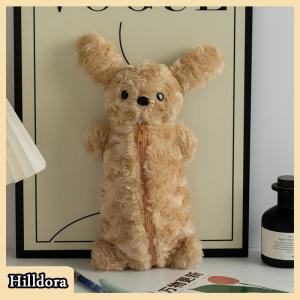 [Hilldora] Puppy Pencil Pouch Cute Soft Plush School Stationery Large Capacity Pencil Pouch Student Stationery