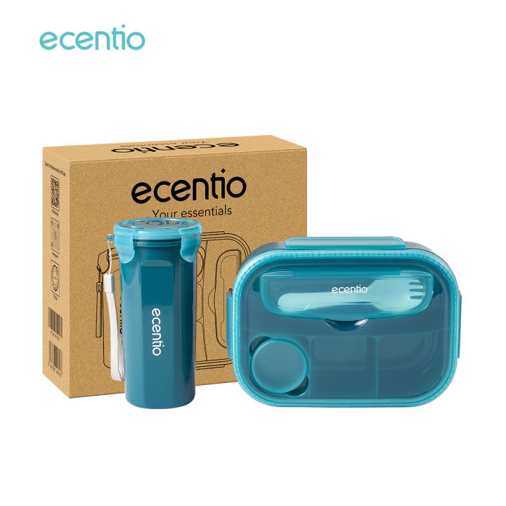 ecentio kotak bekal anti tumpah kotak tempat bekal 1200ml+500ml free sendok kotak saus BPA FREE