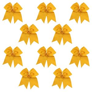 Kenz Laurenz 7" Jumbo Cheer Bow Big Hair Bows Ponytail Holder Large Classic Accessories for Teens Women Girls Softball Cheerleader Sports Elastics Ties Handmade (-10 pack Assorted)