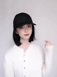 【Fast delivery】Baseball Hat Wig With Bobo Short/Long Straight Hair Wigs Adjustable Wig Hat Attached Short Hair Cap Wig for Women-COD