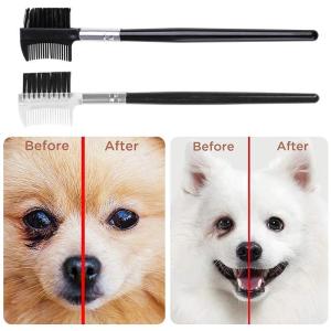Double-sided Dog Eye Comb Double for Head Grooming Brush Multipurpose Tool for Small Pet for Cat Dogs Removing Crust and
