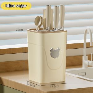 [Stok Tersedia]/Rak Penguras/Rak Penyimpanan Dapur/Penyimpanan Peralatan Dapur/Tempat Pisau/Rak Penyimpanan Plastik Multifungsi