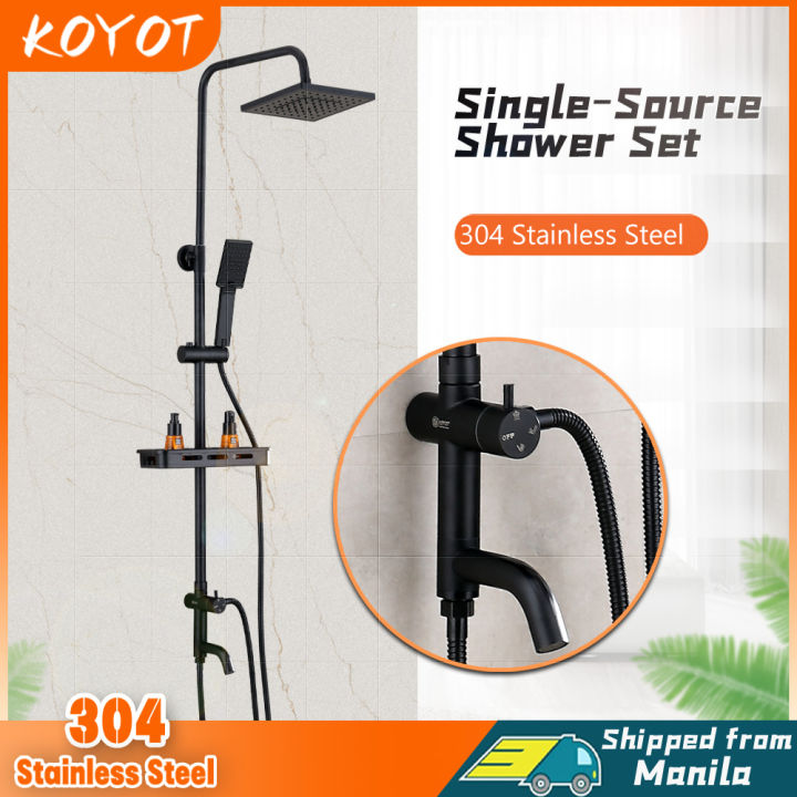 KOYOT 304 Stainless Steel Bathroom Square Matte Black Shower Set for