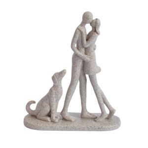 TAMARAH Couple Girl and Dog Statues Creative A Family of Three Nordic-Style Ornaments Unique Synthetic Resin Canine Statues Crafts  Use