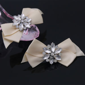 [Free Shipping] Fabric Bow Shoe Buckle Black Bow Shoe Buckle Detachable Shoe Front Flower High Heel Shoe Accessory Crystal Shoe Decoration