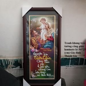 Tranh công giáo treo tường laminate 50x25(cm) tranh gia đinh Thánh gia quà tặng công giáo
