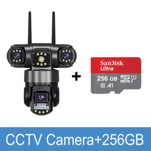 Hikvision Three-Lens CCTV Camera Connect Cellphone With Audio and Speaker Smart IP Security Camera Outdoor HD Wireless Auto Tracking Night Vision Waterproof