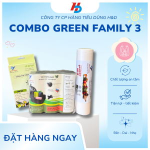 Green Family 3 - Combo Găng Tay + Túi Cuộn Thực Phẩm L + Túi Rác Cuộn L