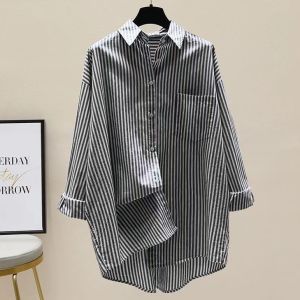 AB [ready stock] Blouse Women Stripe Long Seleve Shirt Office &  Casual Wanita Baharu Baju Perempuan Style