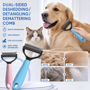 Pet Dematting Comb For Home Grooming/Deshedding Brush For Cats And Dogs/Tangle Remover/Undercoat Rake For Smooth Coat/Easy Hair Removal/ Suitable For Pet Owners