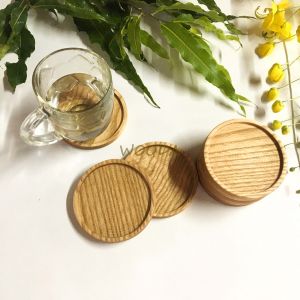 Khay Lót ly tròn Decor gỗ Tần Bì kích thước 10x10cm- Phong cách mộc giản dị đơn giản kiểu Nhật- Hàn Quốc