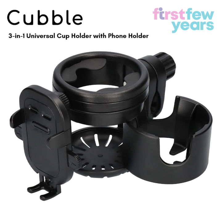 Cubble 3 in 1 Universal Cup Holder with Phone Holder for Stroller Black 2 in 1 Handphone Cup Holder Lazada Singapore