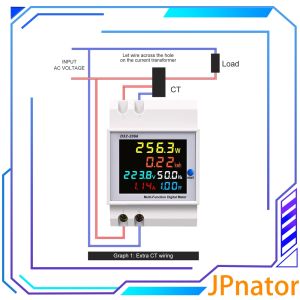 【Clearance Markdowns】 JPnator D52 2066 6IN1 din AC 110V 220V 380V 100A Voltage Current Power Factor Active KWH Electric energy Frequency meter