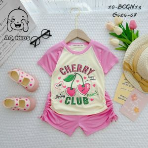 [BÉ 7-30kg] Đồ Bộ Cộc Tay Bé Gái Vải Thun Lạnh Minly Baby Hàng Chính Hãng Thiết Kế Quần Nhún Nơ + Áo Bo Chỉ Chun - Unibaby - BCQN11