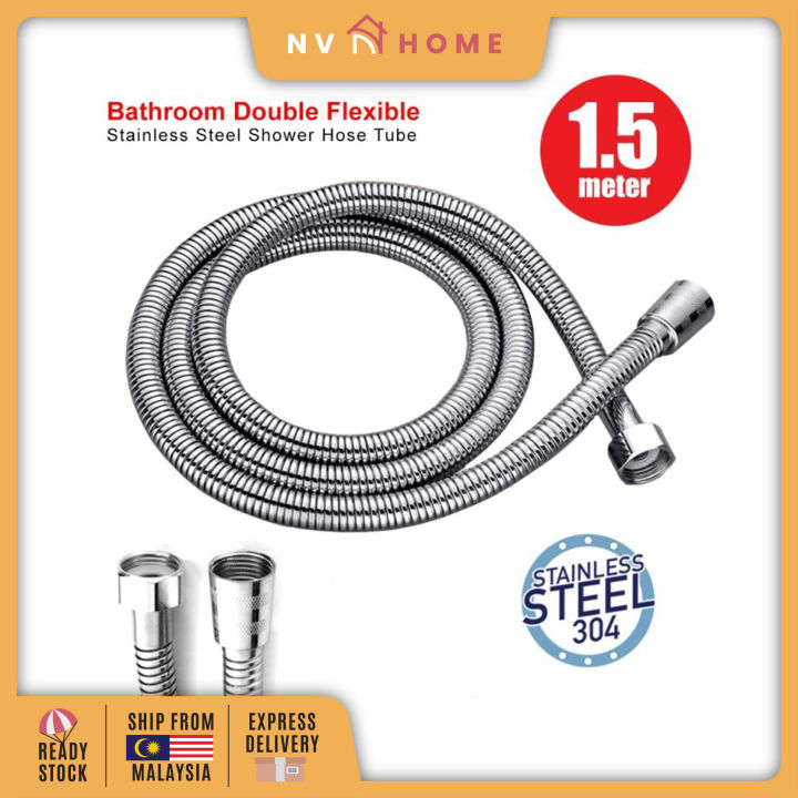 (Promosi) Stainless Steel Bathroom Bath Shower Hose Pipe Head Washers