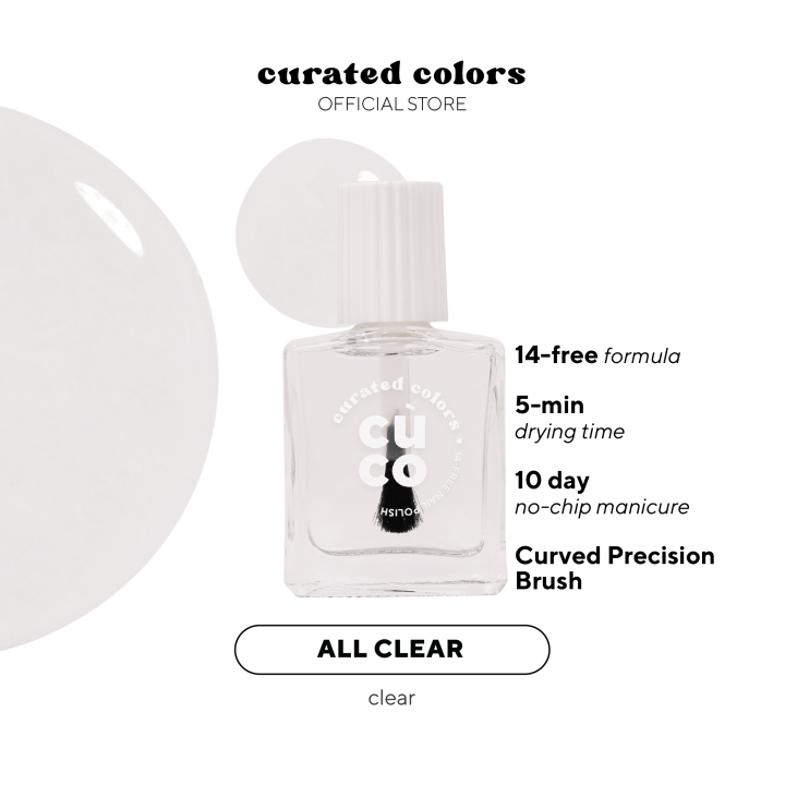 CuCo Nail Polish All Clear (14-free Quick-Dry Vegan Long-Lasting