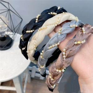 Cài tóc thắt bím vải viền hạt châu sang trọng phong cách cổ điển CA49