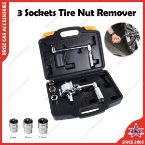 3 Sockets Tire Nut Remover Heavy Duty Lug Nut Tool Torque Multiplier Socket Wrench Set Spanner 17mm 19mm 21mm Box Kit