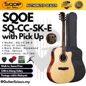 SQOE SQ-CC-SK-E 41 Inch Acoustic Guitar with Sqoe KLT-18A pick up w Arm Bevel ( SQCCSK / SQ CC SK )