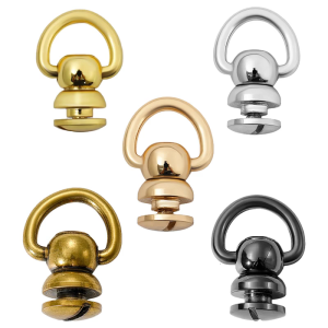 2Pcs 360 Degree Rotating D Rings Studs Rivets Rotating Metal Studs Rivets For Leather Bag Handbag Purse Belt Crafting