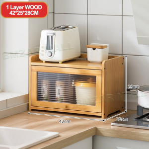 LACCOHUG Bamboo Kitchen Cabinet Kabinet Dapur 4/3/2Layers Seasoning Storage Cabinet 50/40CM Almari Storage Rack 储物柜