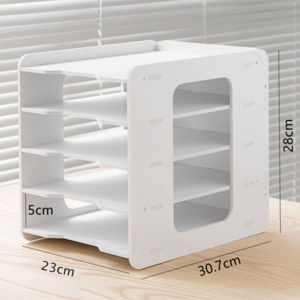 Desk Storage Racks File Documents Desk Organizer Wooden Bookshelf A4 Stationery Office school Supplies Easy to Install